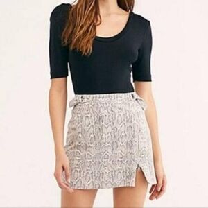 Free People Faux Snake Print Mini-Skirt with Leg Zipper & Underlining.